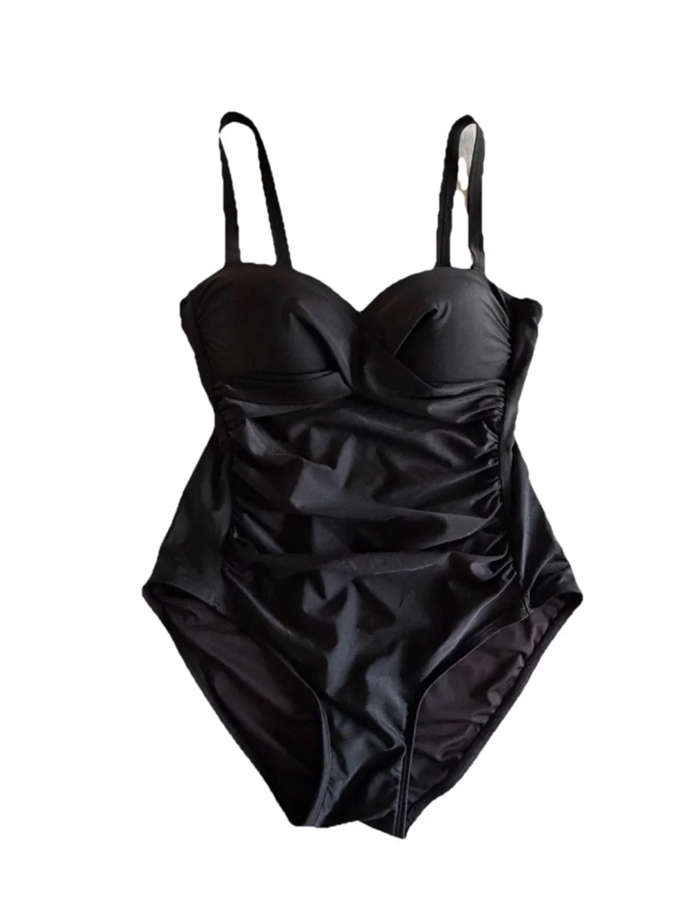Calvin Klein Swimsuit Womens 16 Black One Piece Underwire Ruched Padded Lined